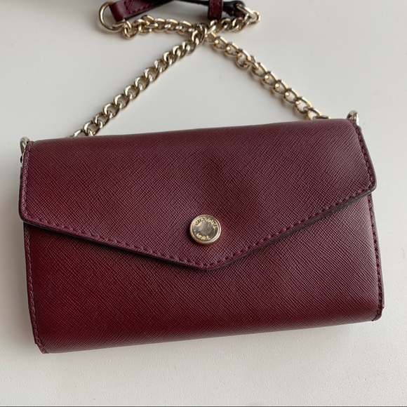Michael Kors Collection Saffiano Crossbody Wallet Bag Burgundy Red - Picture 4 of 9